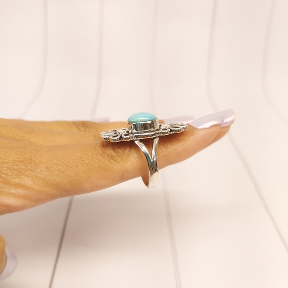 Handcrafted Turquoise ring Sz9 - Picture 8 of 10
